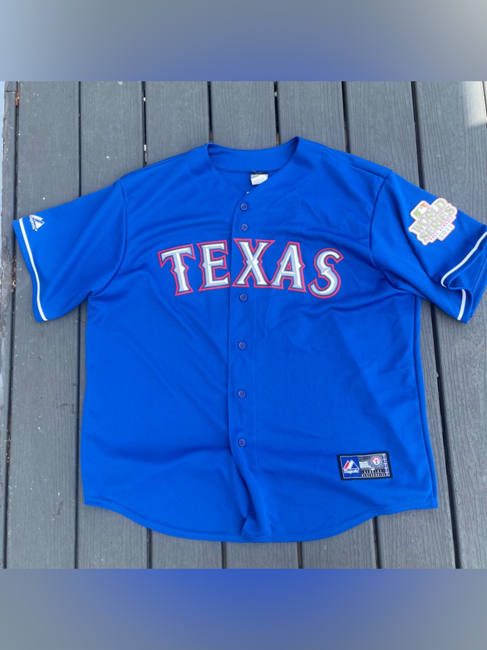 Majestic Michael Young #10 Texas Rangers Blue Alternate 2011 World Series XXL